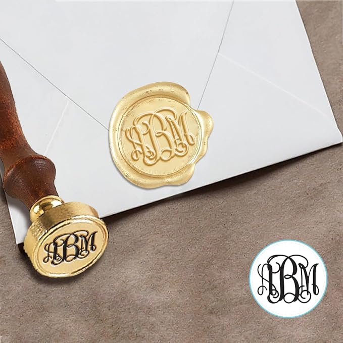 Custom Monogram Wax Seal Stamp with Intertwined Initials for Personalized Letters and Wedding Invitations-Multiple Design Options-USA Handcrafted