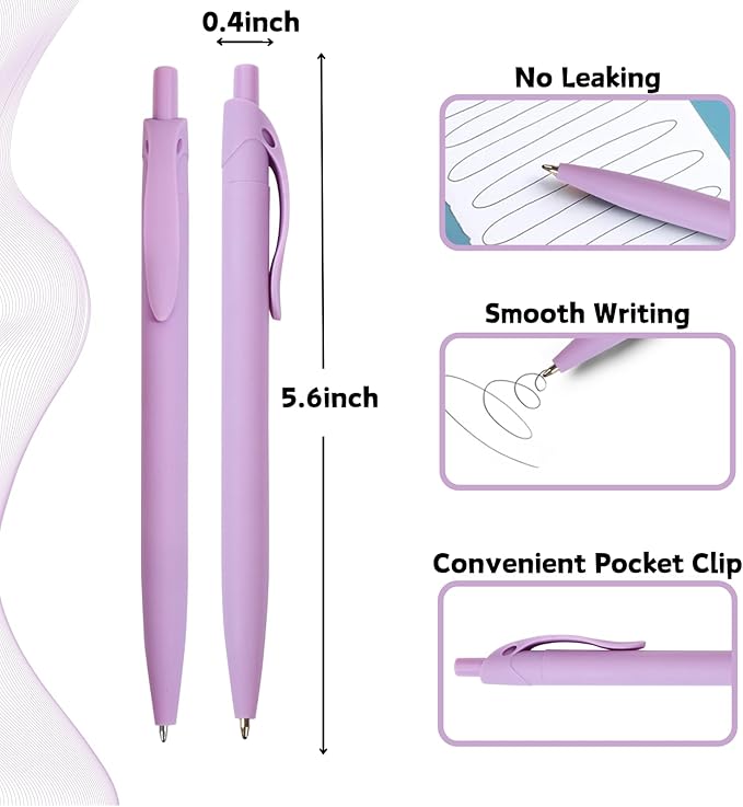 BallPoint Pens, 100 Pack (BLACK Ink), Bulk Pens, Purple Barrel,Click Pens for Office Home and School, Retractable Ballpoint Pens, Medium Point, 1.00MM (Purple)