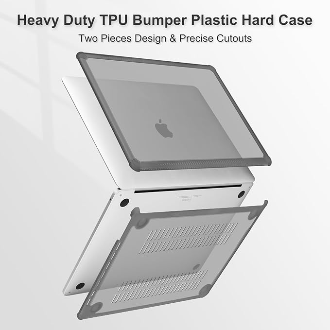 MOSISO Compatible with MacBook Pro 13 inch Case M2 2025-2016 A2338 M1 A2251 A2289 A2159 A1989 A1708 A1706, Anti-Cracking Heavy Duty Plastic TPU Bumper Hard Case&Keyboard Skin&Screen Film, Gray