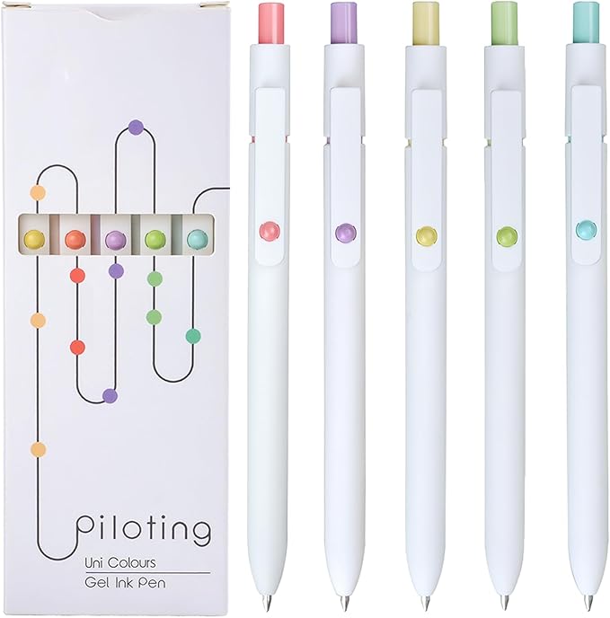 Gel Pens, 5Pcs 0.5mm Fine Point Pens With Smooth Wirting,Quick Dry Aesthetic Pens For Journaling, Ballpoint for Office School Supplies,Gifts for Women Men Student(Ivory White)