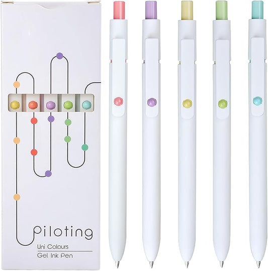 Gel Pens, 5Pcs 0.5mm Fine Point Pens With Smooth Wirting,Quick Dry Aesthetic Pens For Journaling, Ballpoint for Office School Supplies,Gifts for Women Men Student(Ivory White)