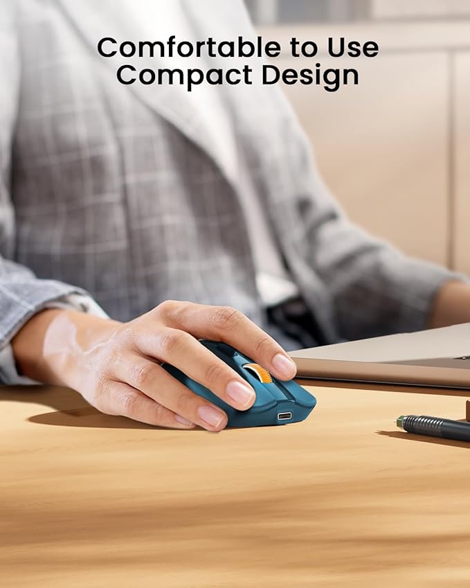 ProtoArc Bluetooth Wireless Mouse, USB C Mouse, EM15 Rechargeable Compact Portable Type C Wireless Mice for Laptop, Tablet, PC, Windows, Mac OS-Blue