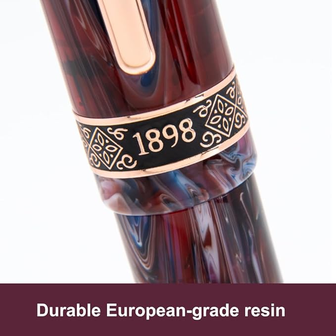 Conklin 1898 Fountain Pen, Misto Purple - Medium Nib | Unique Resin Writing Instrument | JoWo Stainless Steel Nib Made in Germany | Ideal for Pen Aficionados