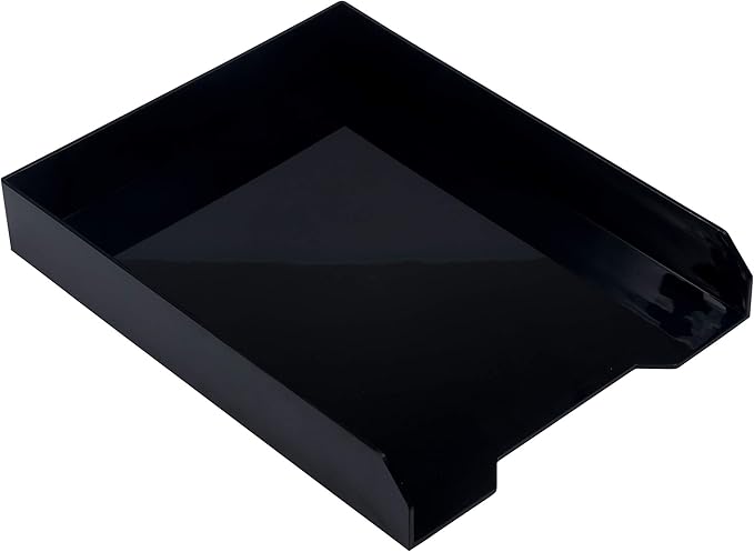 JAM PAPER Stackable Paper Trays - Black - Desktop Document, Letter, & File Organizer Tray - Sold Individually