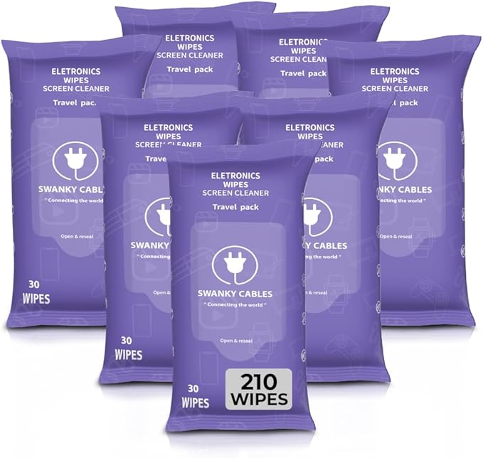 Screen Cleaner Wipes: Electronic Wipes for Screens - Computer Screen Wipes for Lens, Phone, Tv Screen and Monitor Cleaning - Tech Wipes & Microfiber Cloth (Soft Wipes, 210 Count)