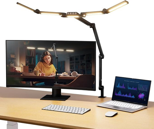 NEEWER BASICS 32.5" Clip On Desk Light for Home Office, 23W LED Dimmable Architect Table Clamp Lamp, 5 Light Bars, Monitor Computer Drafting Video Conference Atmosphere Lighting, 5 Colors CRI90+, DL01