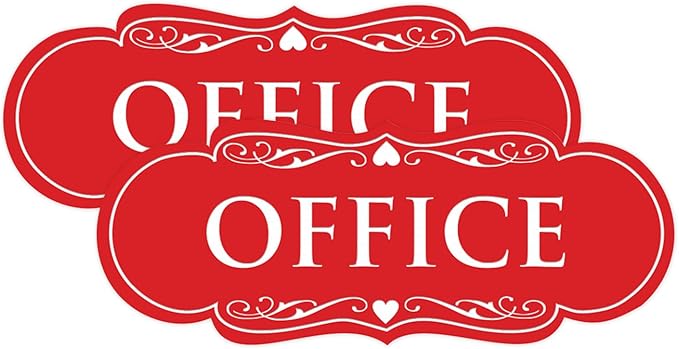 All Quality Designer Office Sign | Easy Installation - Red - Large (2 Pack)