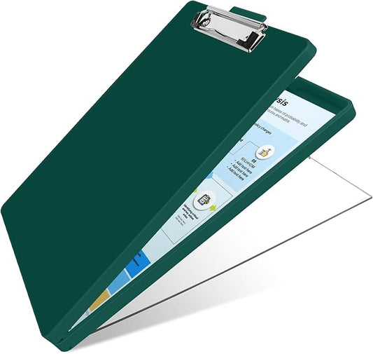 Clipboard with Storage,Three-Tier Box Clipboards(Letter Size),Storage Clipboard with Clip Form Holder Clipboards,Dry Erase Clip Boards 8.5x11 with Storage for Office School Supplies Clip Board-Emerald