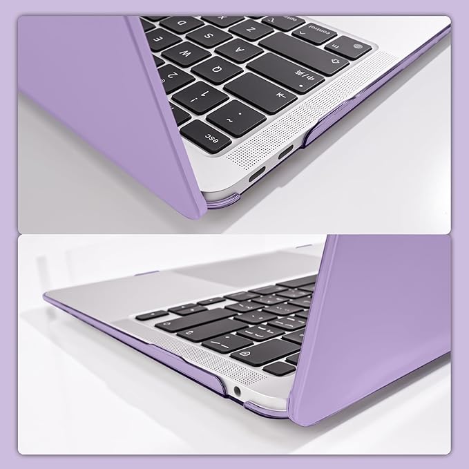 Compatible with MacBook Air 13 inch Case 2021 2020 2019 2018 M1 Chip A1932 A2179 A2337, Plastic Hard Shell Case Keyboard Cover Screen Film Dust Plug for MacBook Air 13 M1, Crystal Purple