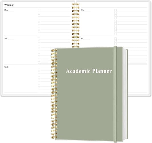 Academic Planner for 2026 or Anytime - 8.5" x 11" Undated Weekly Student Planner For Homeschool, High School, College & Nursing Students, 200 Pages, Green