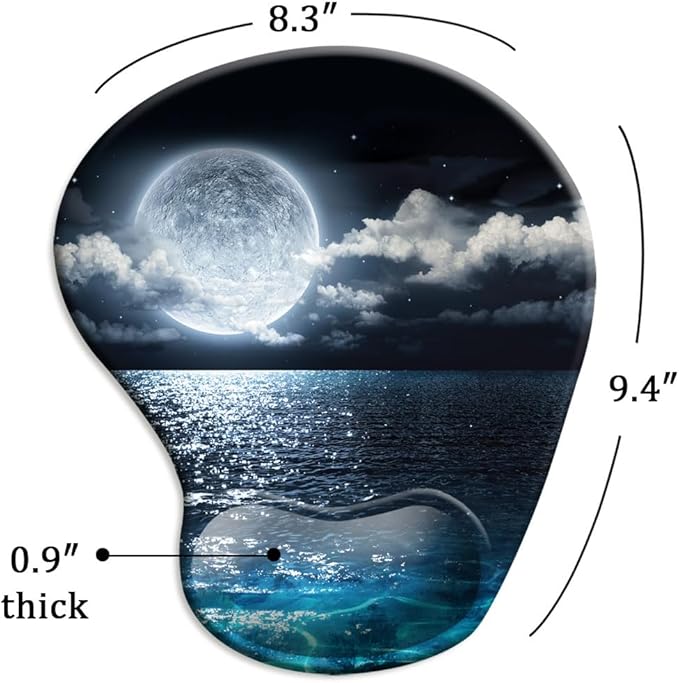 DOOKE Ergonomic Mouse Pad with Wrist Support and Coaster,Mouse Pads with Non-Slip PU Base for Home Office Working Studying Easy Typing & Pain Relief Moonlight