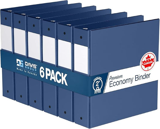 Premium Economy 6-Pack 3-Ring Binders for School or Office, Round-Ring Binders, 2 Inch, Royal Blue