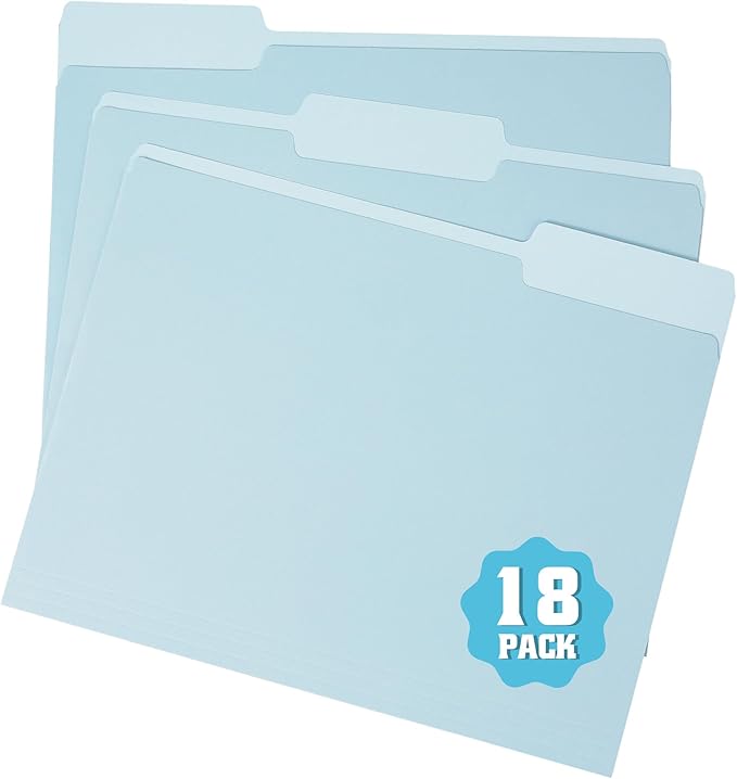 pmybupo18 Pack Colored Two Tone File Folders 8.5 x 11 Inch,1/3 Cut Tab File Folders Letter Size,Office Folders for Document(2177U)