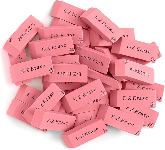 Pink Erasers, Erasers for Kids, Rubber Eraser, 24 Count, Erasers Bulk for School Supplies, Art, and Office Use