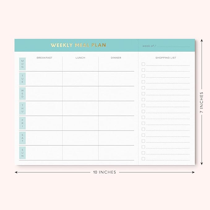 Sweetzer & Orange Weekly Meal Planner and Grocery List Magnetic Notepad. Teal 10x7” Meal Planning Pad with Tear Off Shopping List. Plan Weekly Menu Food for Weight Loss or Dinner List for Family!