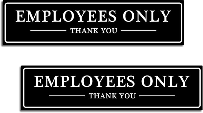 SINYUDUN 2 Pack Acrylic Employees Only Sign for Door or Wall, with Double Sided Tape, for Office, Business Door, Store, Restroom (Black, 2.1 x 8 Inch)
