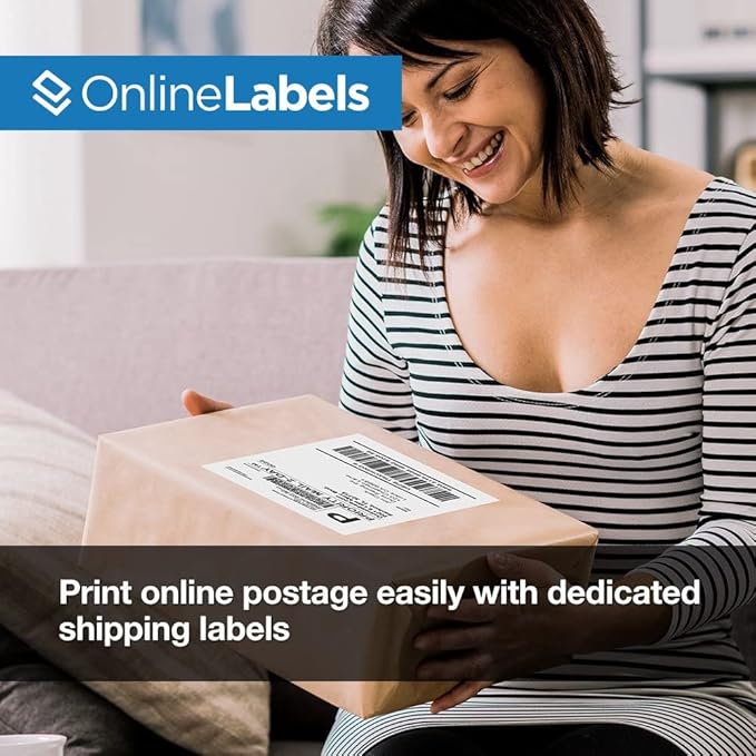 8.5 x 5.5 Half-Sheet Shipping Labels - Permanent, White Matte - for FBA, FedEx, UPS - Pack of 200 Labels, 100 Sheets - Inkjet/Laser Printers - Online Labels