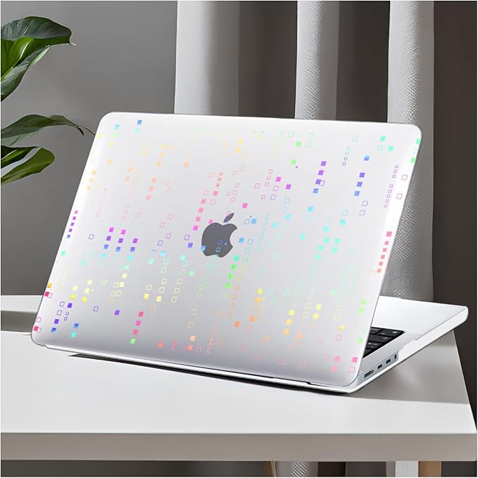 DTangLsm for M4 MacBook Air 13 inch Case 2025 2024-2022 M3 M2 A3240 A3113 A2681, Clear Plastic Hard Case for MacBook Air 13.6 inch Laser Print Laptop Shell&Keyboard Cover for Mac Air M4, Squares Clear