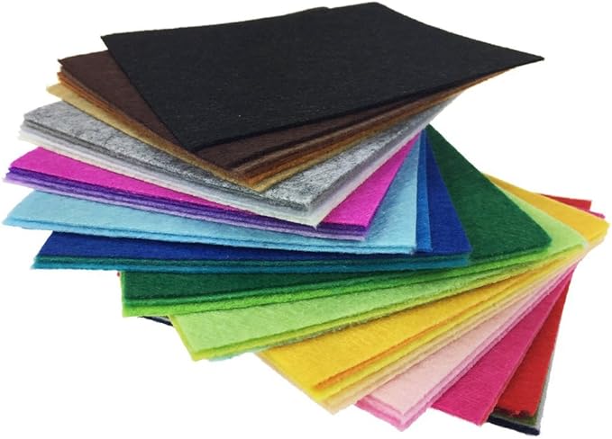 42pcs Felt Fabric Sheet 4"x4" Assorted Color DIY Craft Squares Nonwoven 1mm Thick