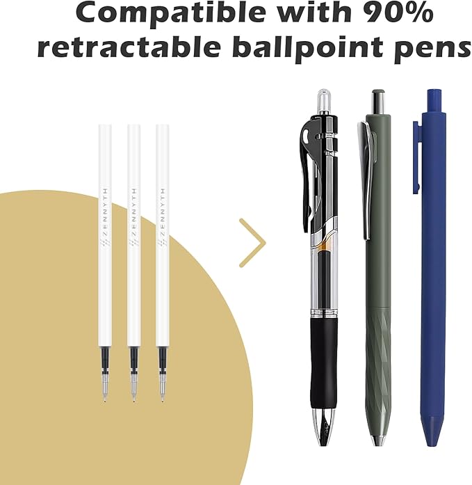 Ddaowanx 10 Pieces Gel Ink Pen Refills, Fine Point 0.5mm Tip Smooth Writing Quick Dry for Journaling Writing School Office Supplies (10 Pcs Gel Pen Refills, Black)