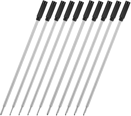 MengRan 4.5'' Ballpoint Ink Pen Refills for Twist Pens,1mm Medium Tip, Compatible with Cross Pen Refills (8513)(10 Pcs Black Ink)