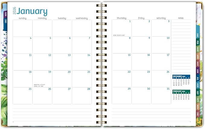 HARDCOVER 2026 Planner, 8.5"x11": 14 Months (November 2025 - December 2026), Daily Weekly Monthly Planner, Yearly Agenda, Bookmark, Pocket Folder and Sticky Note Set (Tree Seasons)