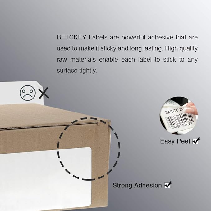 BETCKEY - 3" x 3" (76 mm x 76 mm) Multipurpose & Large Square Labels Compatible with Zebra & Rollo Label Printer,Premium Adhesive & Perforated [6 Rolls, 3000 Labels]