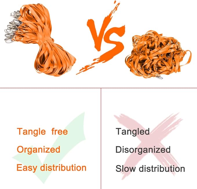 50pack Lanyards for Id Badges Holder Bulk Lanyard with Clip Swivel Hooks for Name Tag ID Badge Holder,Students, Employees (50, Orange)