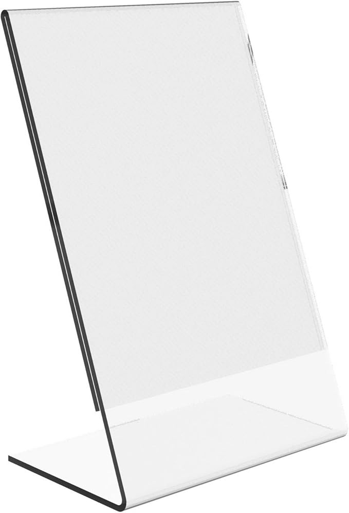 Dazzling Displays Clear Acrylic Sign Holder 4 x 6 - Slanted Sign Holder -Premium Acrylic Sign Holder for Office, Retail, Tradeshow and Home Use 6-Pack