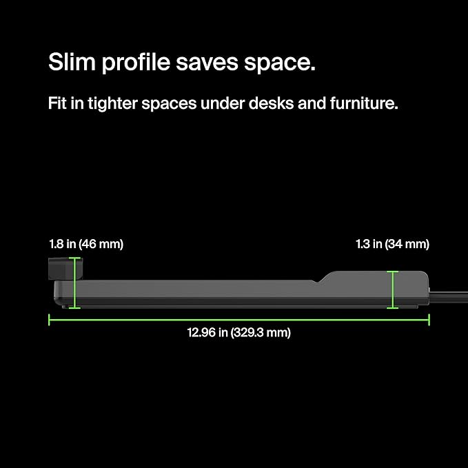 Belkin 12-Outlet Surge Protector Power Strip w/ 12 AC Outlets & 8ft Flat Plug, UL-listed Heavy-Duty Extension Cord for Home, Office, Travel, Computer, Laptop, Charger - 3,940 Joules of Protection