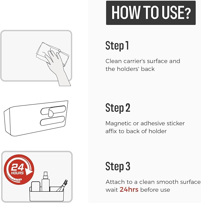 loukin Magnetic and Adhesive Marker Holder, Dry Erase Accessory Tray, Magnetic Storage Organizer for Whiteboard, Glass or Refrigerators (White)