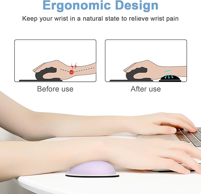 Dapesuom Mouse Wrist Rest, Ergonomic Memory Foam Mouse Wrist for Computer Desk Mats Support, Hand Rest Pad Cushion for Gaming, Office, Laptop, Men, Women, Pain Relief & Easy Typing, Vanilla Purple