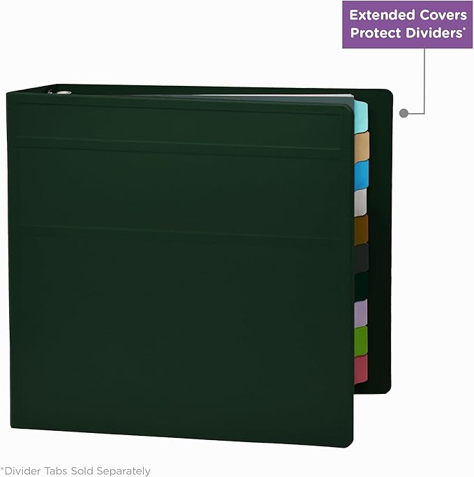 Carstens 4-Inch Heavy Duty 3-Ring Binder - Side Opening, Forest Green, Durable Plastic, Precision No-Gap Rings, Waterproof Cover, No Pockets, Holds 600 US Letter Sheets, BPA-Free Made in USA (1850-3R)