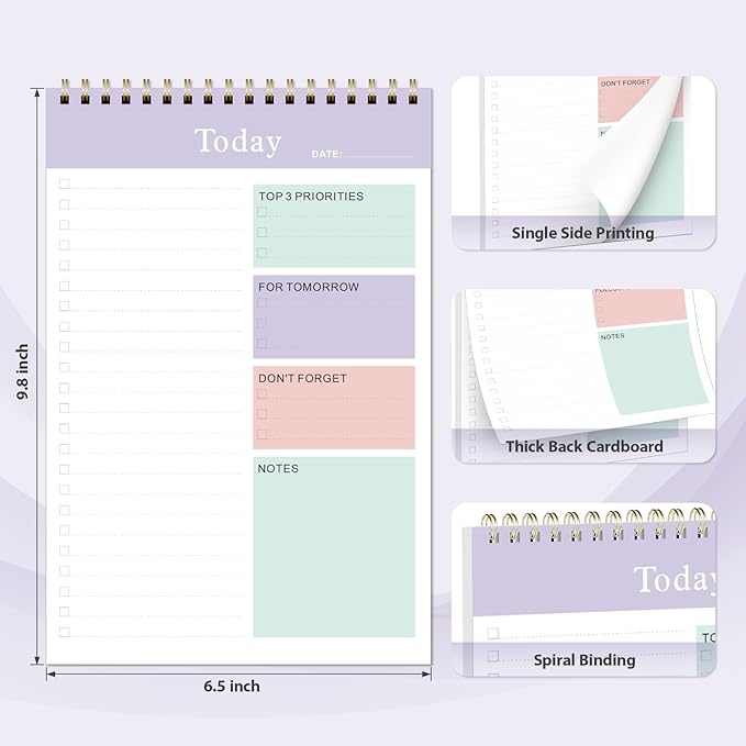 Weekly To Do List Notepad, Undated Planner with 52 Sheets (6.5''x8.9''), Desk Weekly Planner for Women & Man, Home School & Work