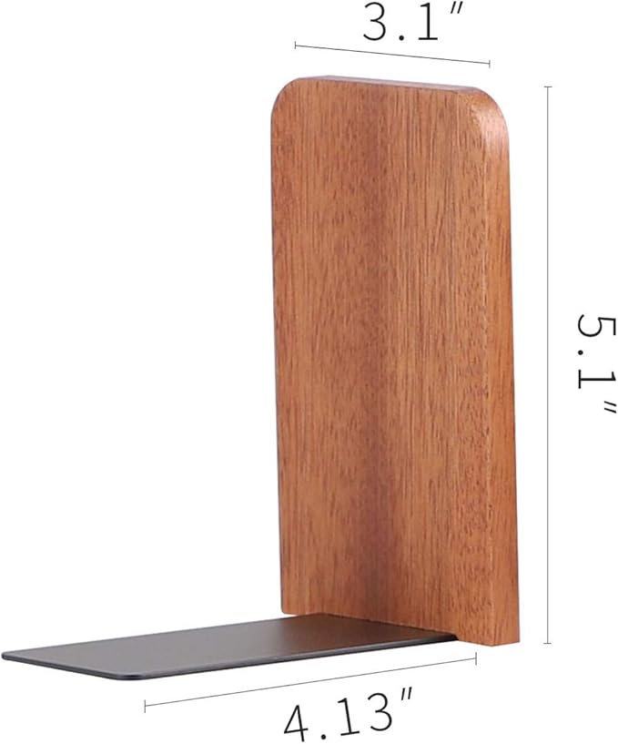 Muso Wood Book Ends for Shelves, Non-Slip Bookends, Heavy Duty Wooden Bookend Support for Books and Movies (Sapele 1 Pair)