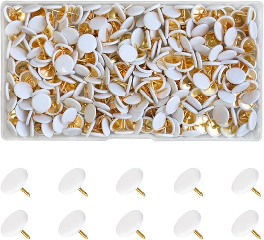 300 PCS Thumb, Tacks Plastic Round Head Thumbtack, Plastic Roundness Push Pins, Roundness Head Thumbtack for Map, Office, Photo Wall, Cork Board (White)