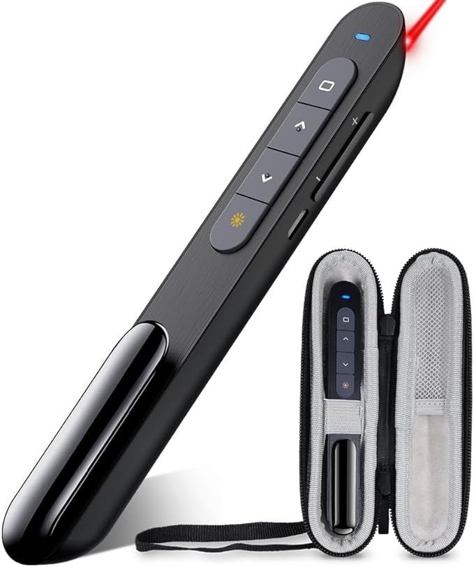 DinoFire Presentation Clicker with Case, Wireless Presenter Remote Powerpoint Clicker Storage Proective Bag