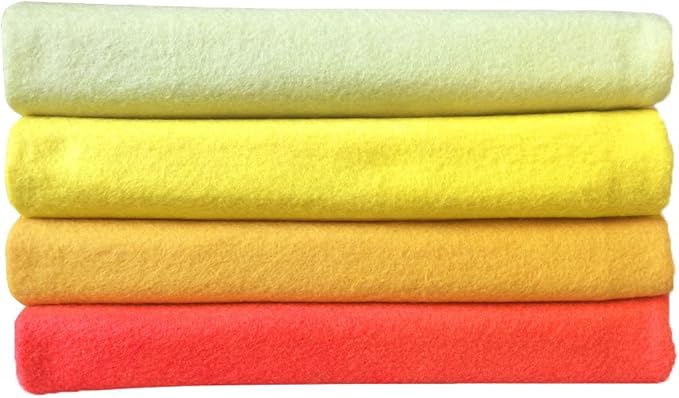 4pcs Thick 1.4mm Soft Felt Fabric Sheet Assorted Color Felt Pack DIY Craft Sewing Squares Nonwoven Patchwork (92x90cm Yellow)