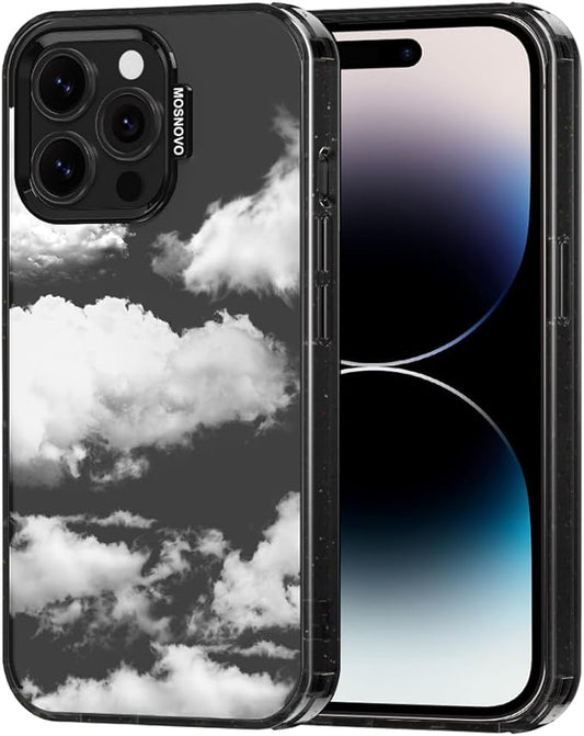 MOSNOVO Case for iPhone 14 Pro Max, [10ft 4X Military-Grade Drop Protection] Durable & Shockproof Phone Case Cover Design for iPhone 14 Pro Max - Cloud - Clear Black