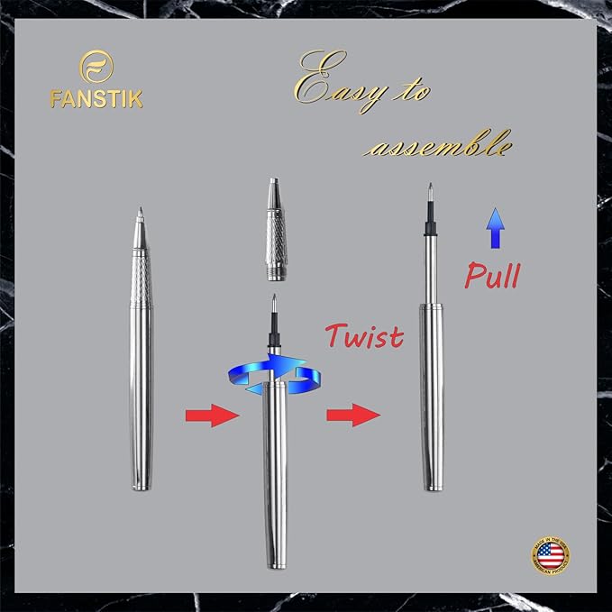 Silver Luxury Rollerball pen (Made In USA) fancy gift set for women, Chrome Finish, Professional executive pen gift set for men (Lux Rollerball Silver)