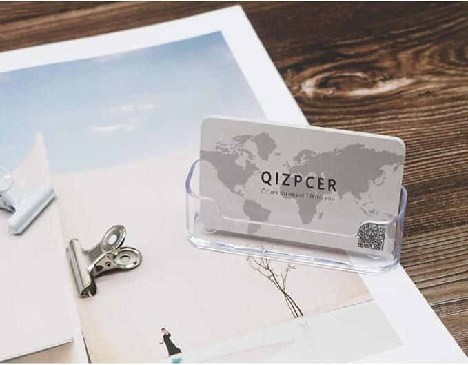 16 Pack Clear Desktop Business Card Holder Display, Plastic Business Card Stand for Office
