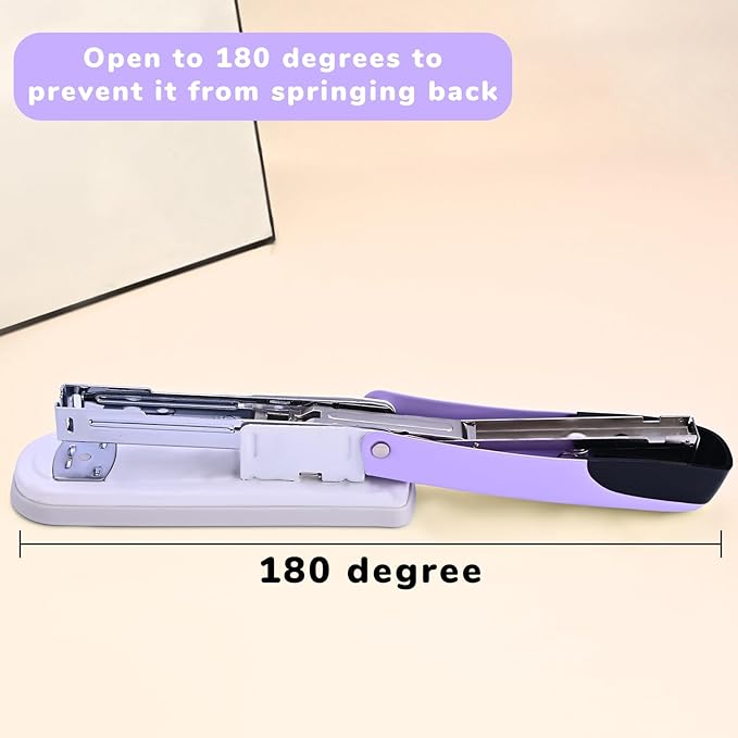 Temiary Stapler, Desktop Metal Staplers with 2000 Standard Staples, 25 Sheet Capacity, One Finger Stapling, Jam Free, No Effort Staplers for Classroom, Office or Desk (Purple)