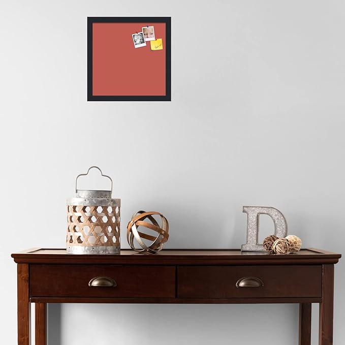 PinPix 13x13 Inch Cork Bulletin Board. This Decorative Framed Pin Board Comes with Crimson Pastel Design and a Satin Black Frame. Ideal for Home Office Decor or Message Board (PinPix-1807)