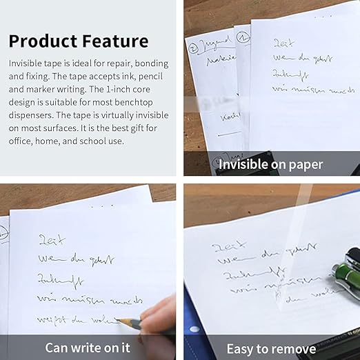 Invisible Tape Refills for Dispenser, Matte Finish Translucent Tape, 3/4 x 1000 Inches, 6 Boxed, Engineered for Repairing Correction and Labeling