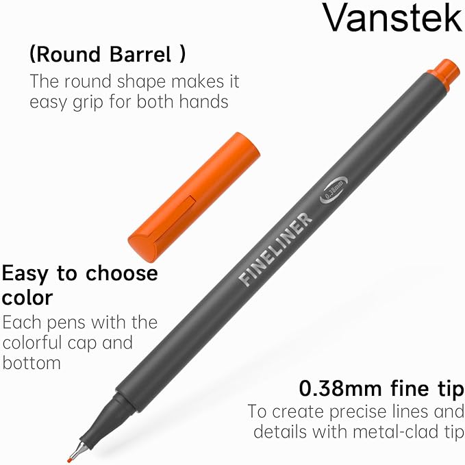 Vanstek 46 Pack Journal Planner Colored Pens, Fineliner Pens for Journaling, Writing Coloring Drawing, Note Taking, Calendar, Planner, Art Office School Gift Supplies