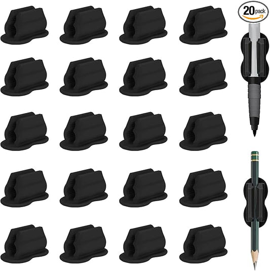 20 Pack Pencil Holders, Adhesive Desk Pencil Holder For Classroom Clipboard Wall, Silicone Pen And Marker Holders For School Student Kids Teacher Office Desk Accessories (Black) (Black)