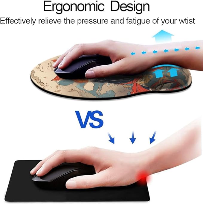 Ergonomic Mouse Pad with Wrist Support,Mouse Pad with Wrist Rest,Relieve Wrist Pain Mousepad Non-Slip Rubber Base,Mouse Pads for Desk,Computers,Laptop,Office,Home,Accessories Cute Cat