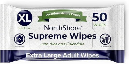 NorthShore Supreme Heavy-Duty Quilted Wipes, X-Large, 9 x 13 in., Pack of 50