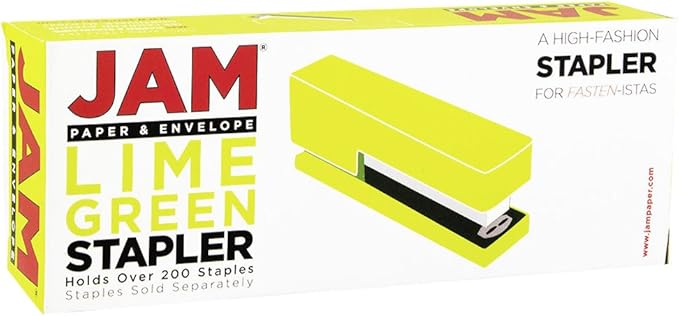 JAM PAPER Modern Desk Stapler - Lime Green - Sold Individually