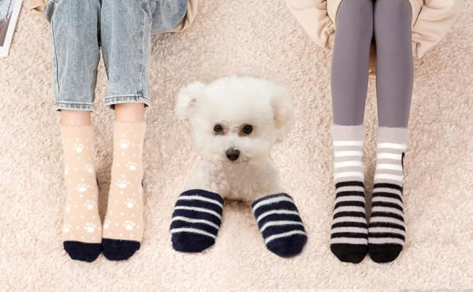 ICEIVY 5 Pair Fuzzy Cozy Socks for Women - Warm Comfy Soft Casual Home Sleep Winter Wool Socks - Gifts for Women